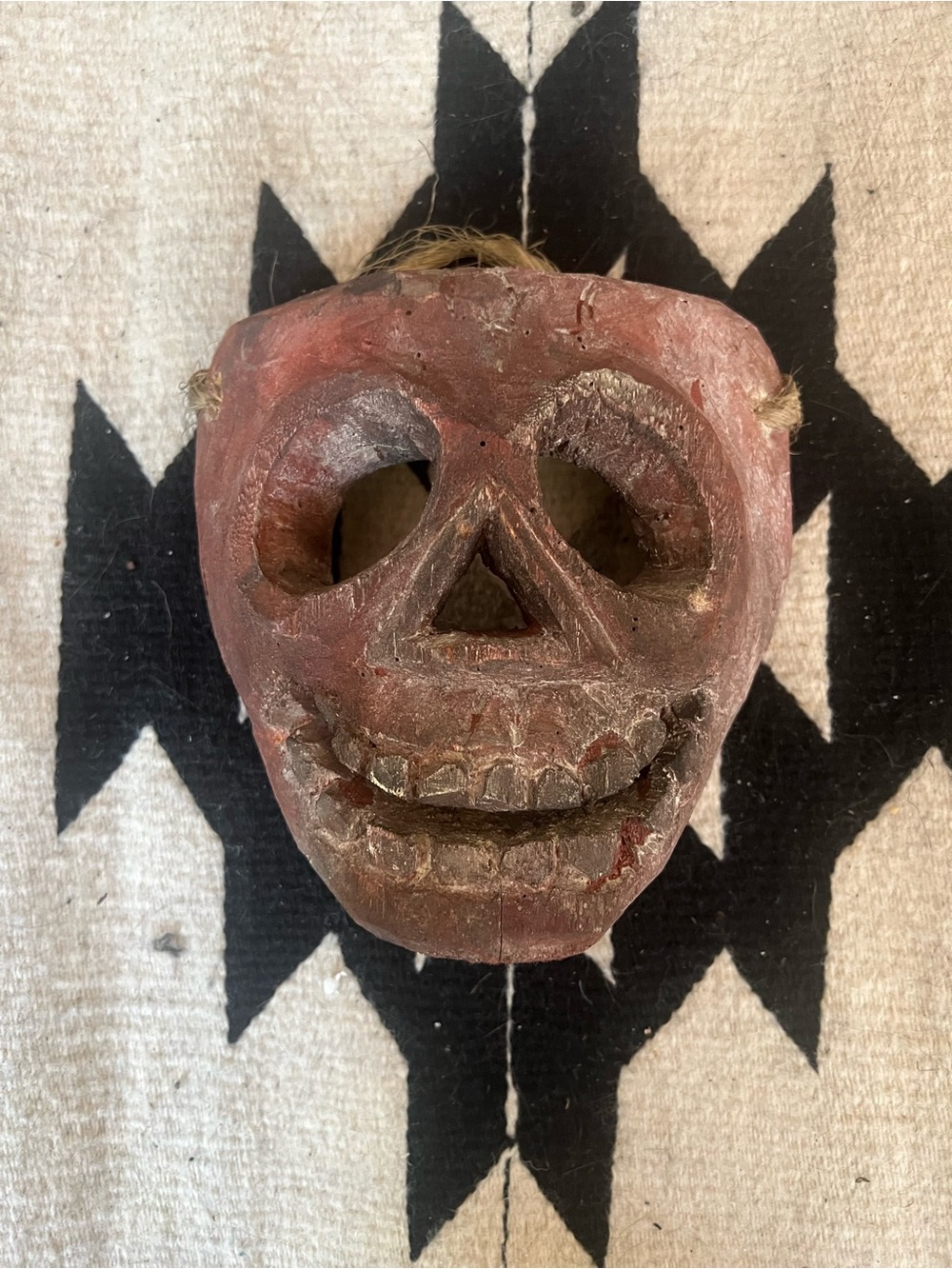 Oaxacan Hand-Carved Red Skull Mask